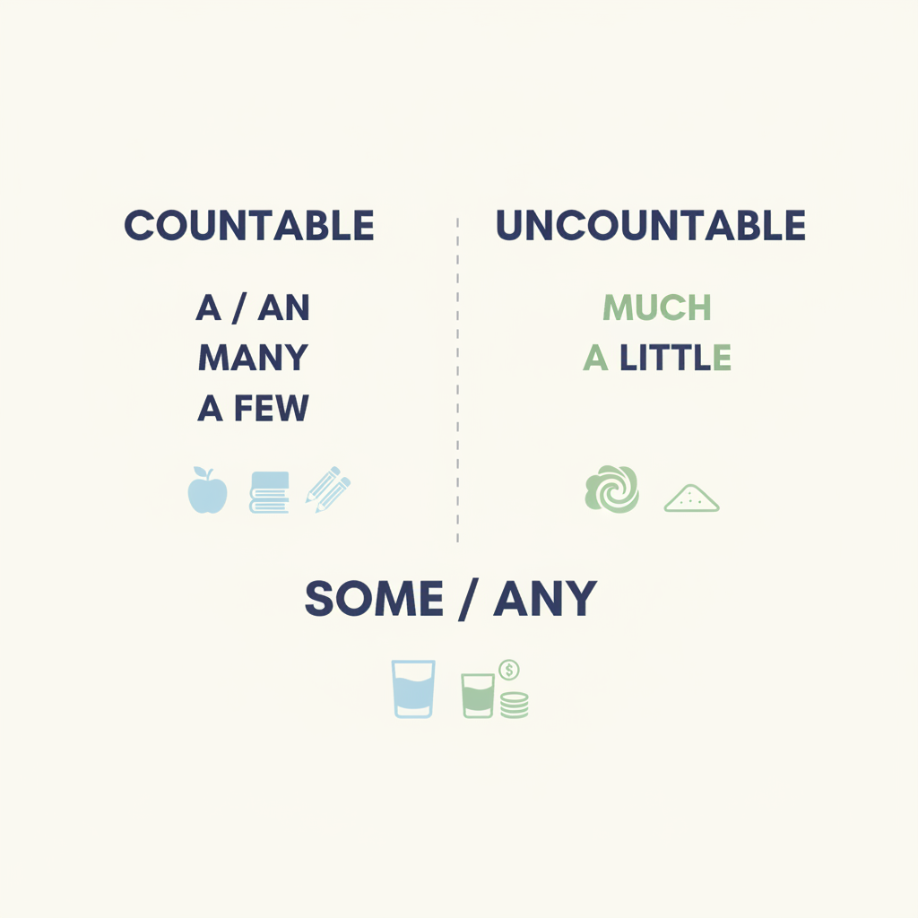 Chart of quantity words for countable and uncountable nouns