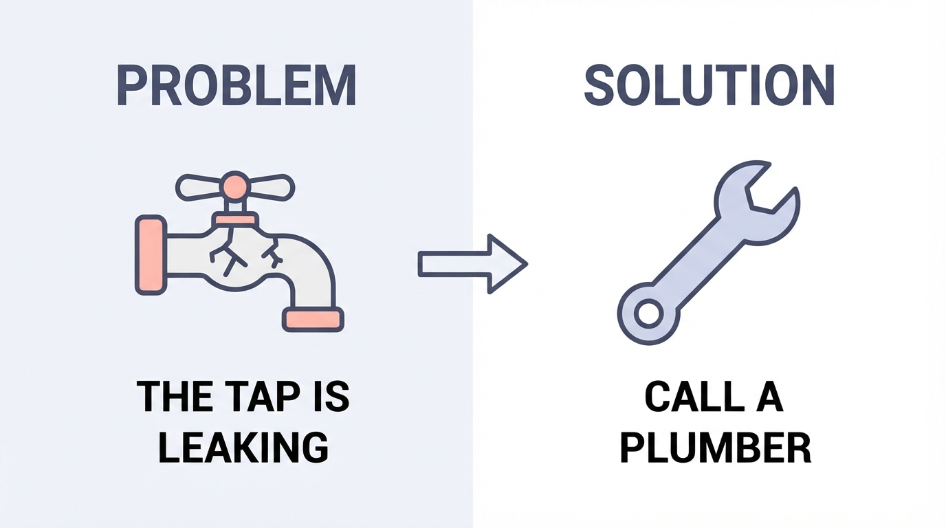 Before and after diagram of a home problem and its solution