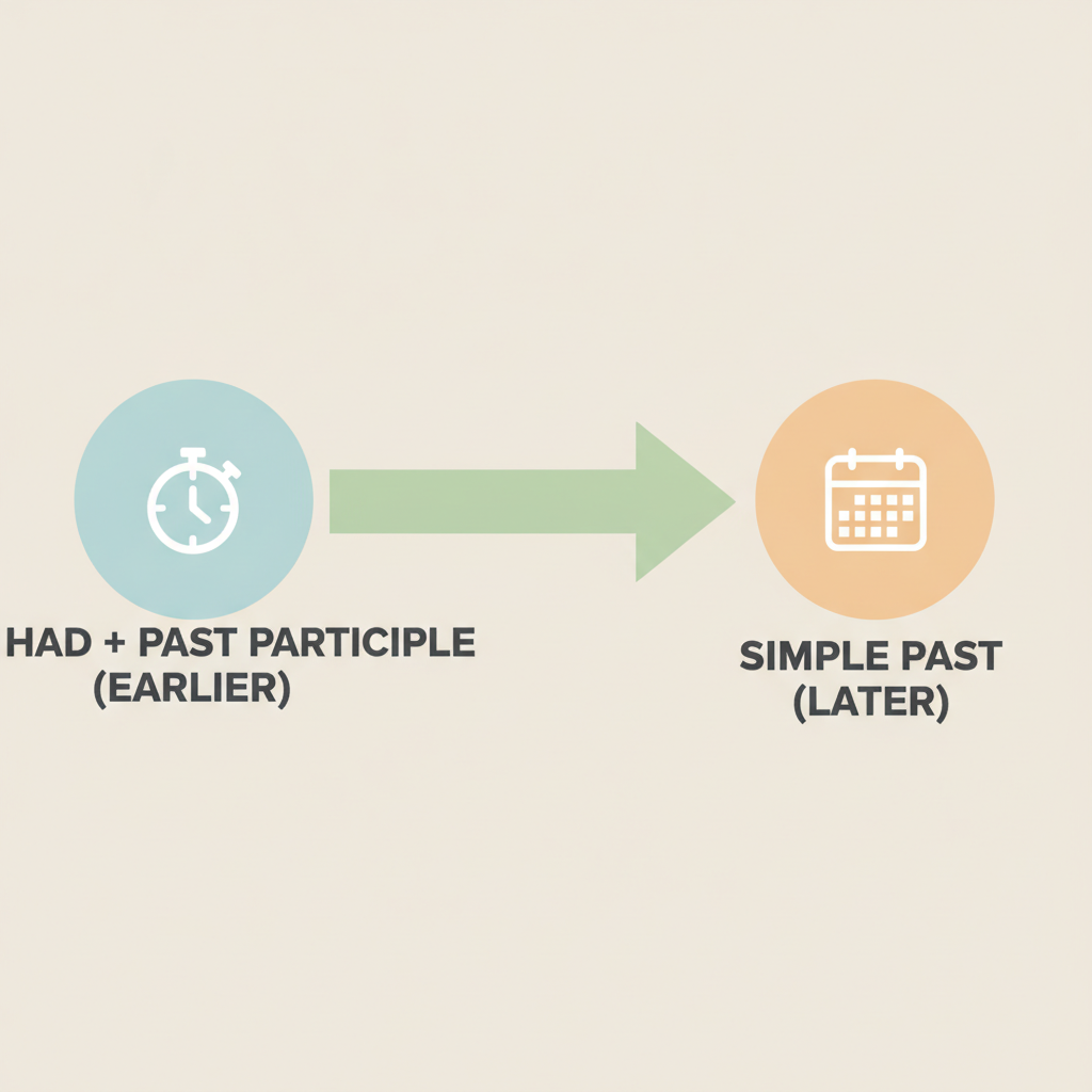 Timeline diagram contrasting the past perfect with the simple past