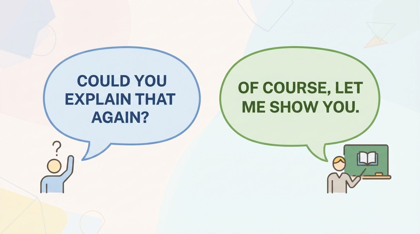 Dialogue diagram of a student asking a teacher for help