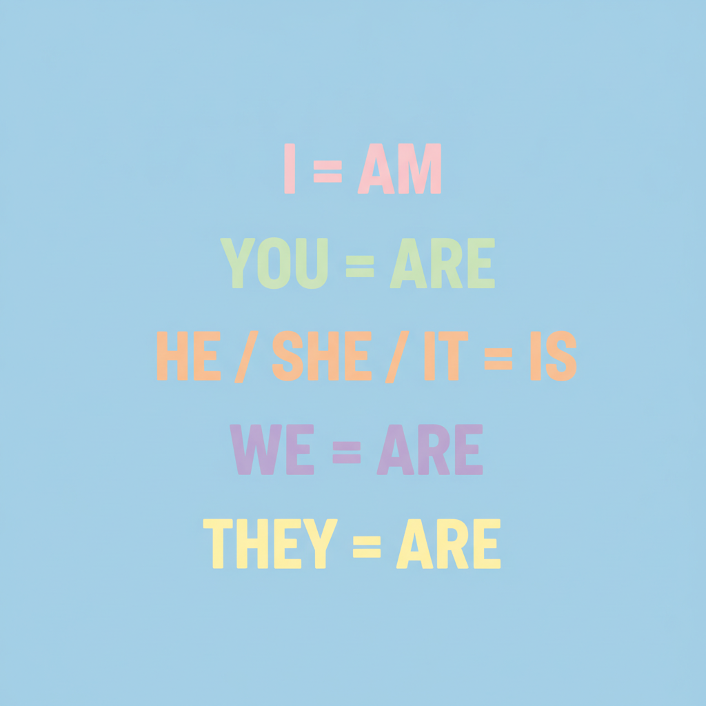 Chart pairing pronouns with the correct form of the verb to be